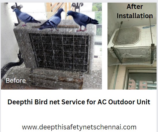 Bird Net Installation On AC